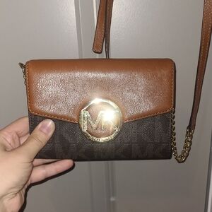 Michael Kors Two-Tone Crossbody Bag with Gold Accent
